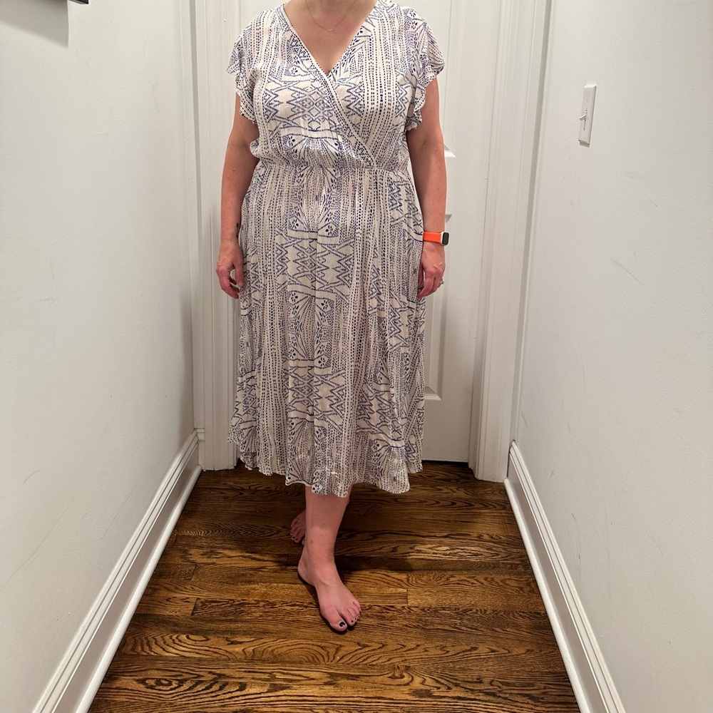 Kori Plus Blue & White Midi Dress 2XL